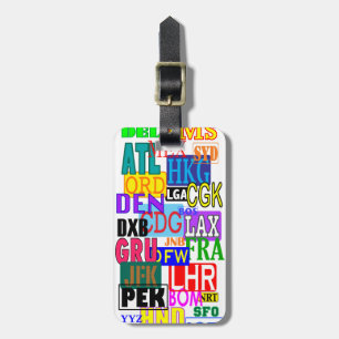 Fun and Colourful Three Letter Airport Codes Luggage Tag