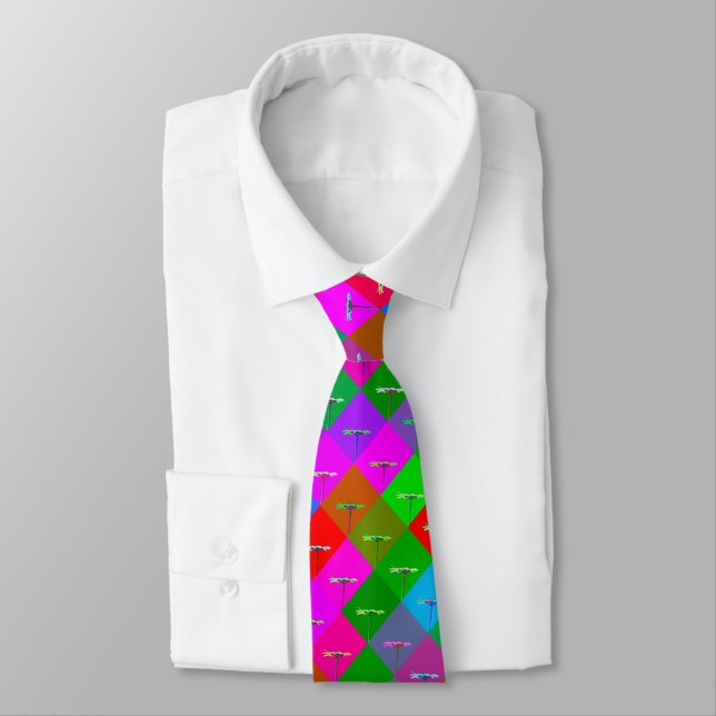 Fun and Cool Colourful Daisies Floral Pattern Tie (Tied)