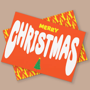Fun and Cute Bright Orange Merry Christmas  Holiday Card