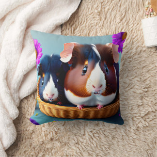Fun and cute guinea pigs  throw pillow