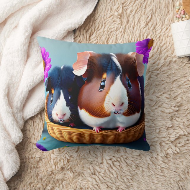 Fun and cute guinea pigs  throw pillow (Blanket)