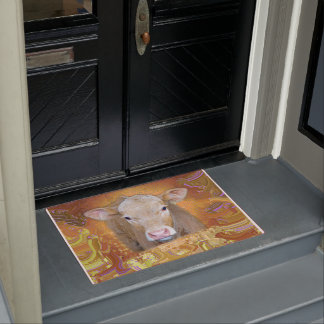 Fun and cute little calf with big eyes doormat