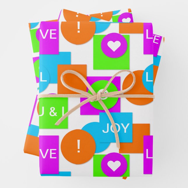 Fun and Cute Personalized Shape and Colour Birthda Wrapping Paper Sheet (In situ)