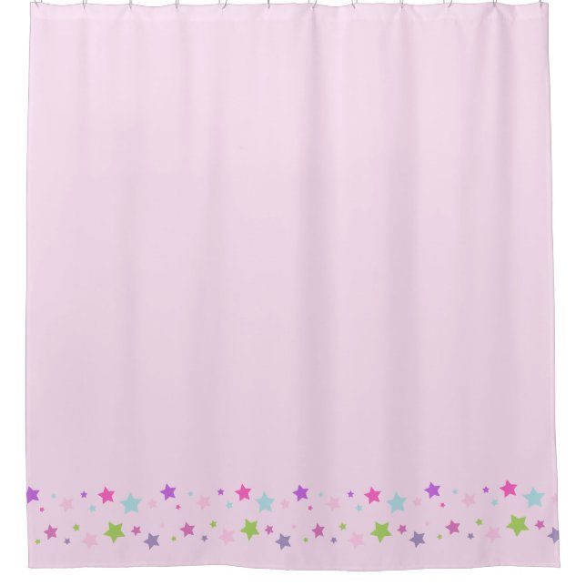 Fun and cute pink Shower Curtain with stars (Front)