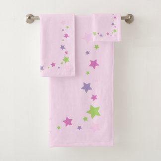 Fun and cute pink Towel set with stars