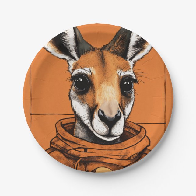 "Fun and Easy Kangaroo Print Design for Paper Plat Paper Plate (Front)