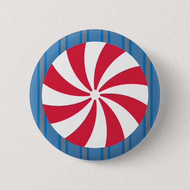 Fun and Fancy Blue Christmas Peppermint Candy 2 Inch Round Button (Front)
