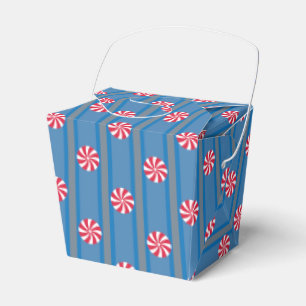 Fun and Fancy Blue Christmas Peppermint Candy Favor Box