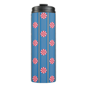 Fun and Fancy Blue Christmas Peppermint Candy Thermal Tumbler