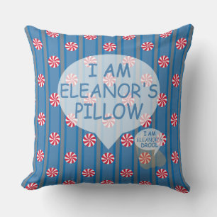 Fun and Fancy Blue Christmas Peppermint Candy Throw Pillow
