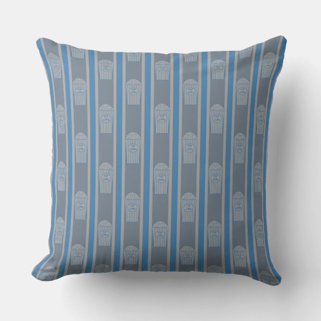 Fun and Fancy Blue Grey Popcorn Throw Pillow (Front)