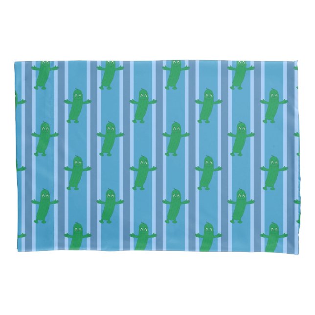 Fun and Fancy Blue Pickle Pillowcase (Front)