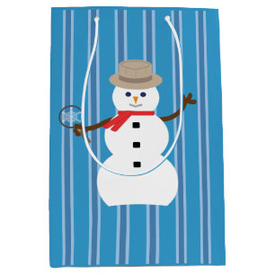Fun and Fancy Blue Snowman Detective Medium Gift Bag
