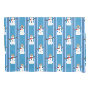 Fun and Fancy Blue Snowman Detective Pillowcase