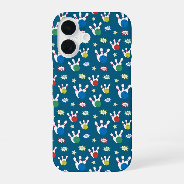 Fun and Fancy Bowling Pattern iPhone 16 Case (Back)