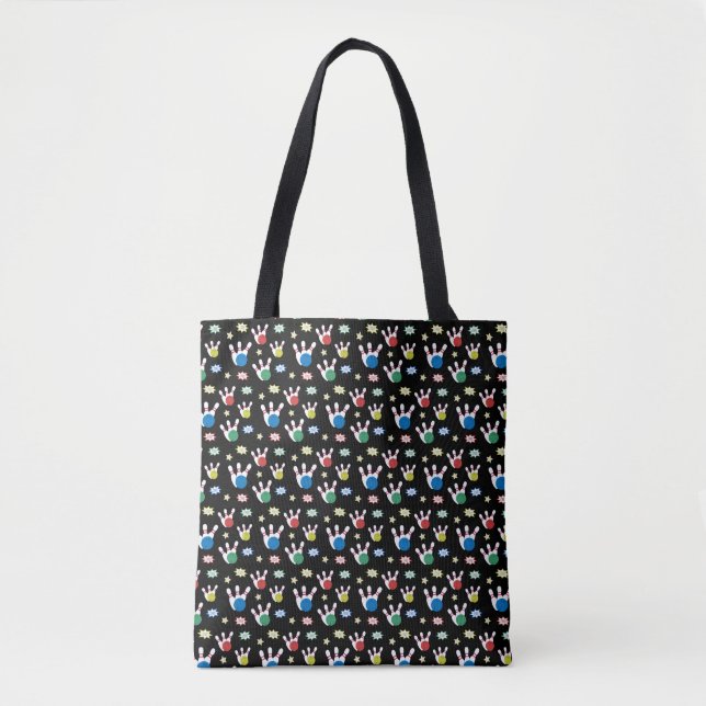 Fun and Fancy Bowling Pattern Tote Bag (Front)