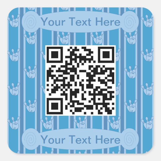 Fun and Fancy Bowling QR Code Square Sticker (Front)