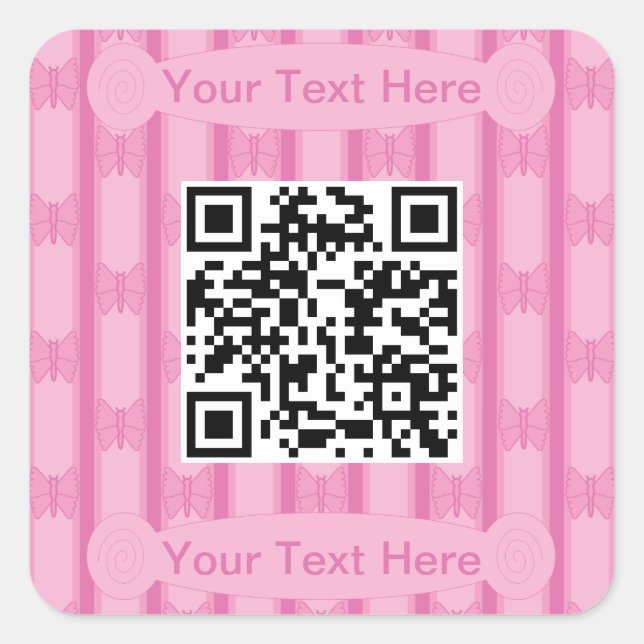 Fun and Fancy Butterfly QR Code Square Sticker (Front)