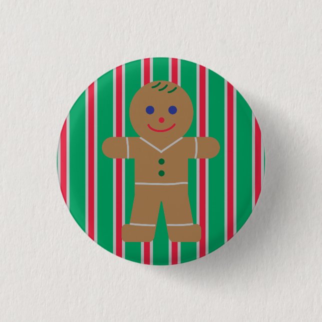 Fun and Fancy Christmas Gingerbread Man 1 Inch Round Button (Front)