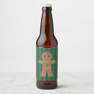 Fun and Fancy Christmas Gingerbread Man Beer Bottle Label