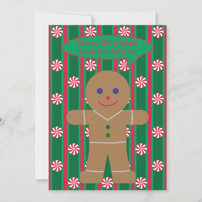 Fun and Fancy Christmas Gingerbread Man Holiday Card (Front)