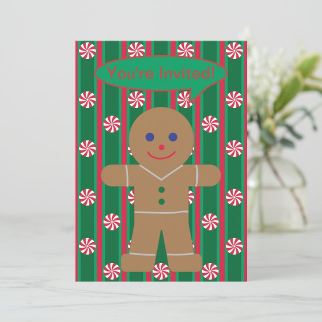 Fun and Fancy Christmas Gingerbread Man Invitation (Standing Front)