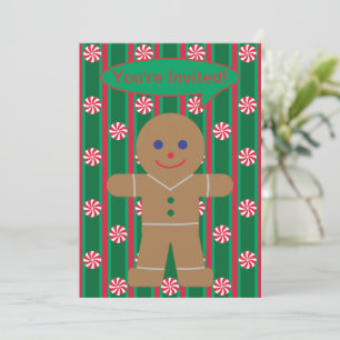 Fun and Fancy Christmas Gingerbread Man Invitation