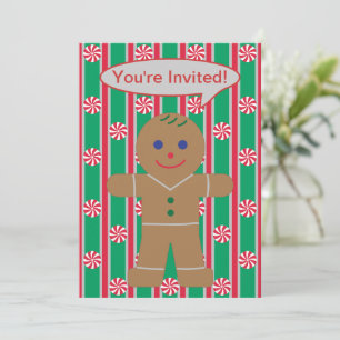 Fun and Fancy Christmas Gingerbread Man Invitation