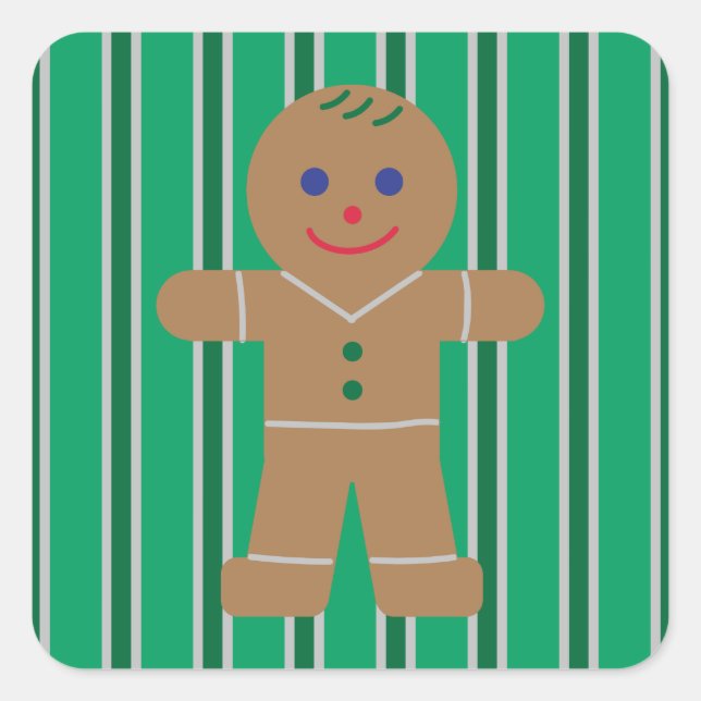 Fun and Fancy Christmas Gingerbread Man Square Sticker (Front)