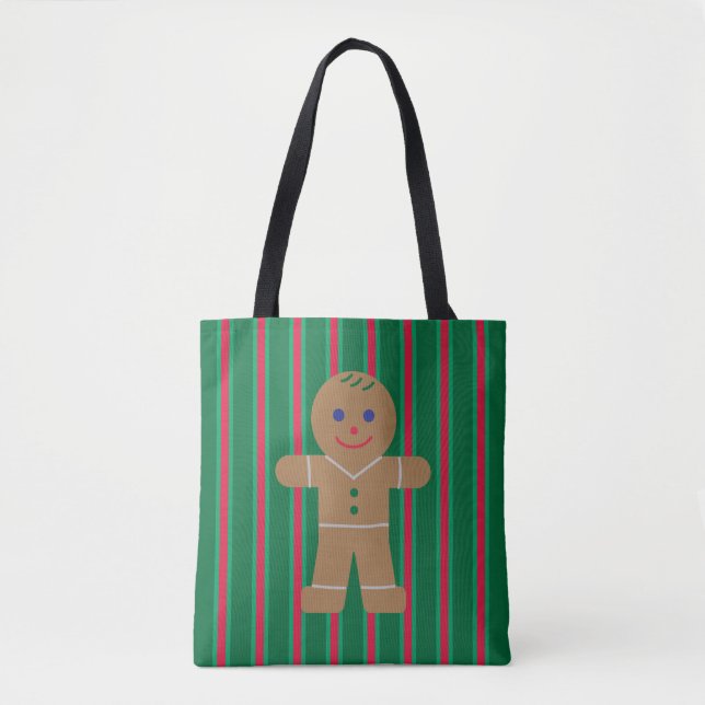 Fun and Fancy Christmas Gingerbread Man Tote Bag (Front)