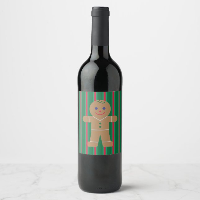 Fun and Fancy Christmas Gingerbread Man Wine Label (Front)