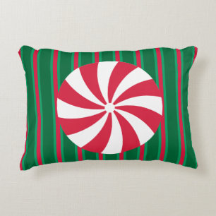 Fun and Fancy Christmas Peppermint Candy Accent Pillow