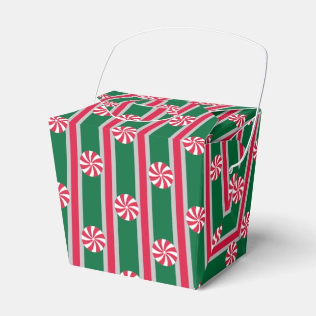 Fun and Fancy Christmas Peppermint Candy Favor Box (Front Side)