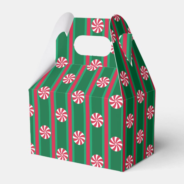 Fun and Fancy Christmas Peppermint Candy Favor Box (Front Side)