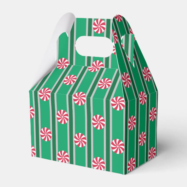 Fun and Fancy Christmas Peppermint Candy Favor Box (Front Side)