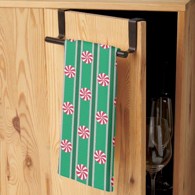 Fun and Fancy Christmas Peppermint Candy Kitchen Towel (Thirds Fold)