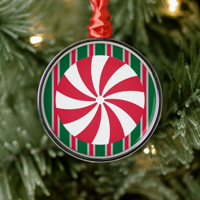 Fun and Fancy Christmas Peppermint Candy Metal Ornament (Tree)