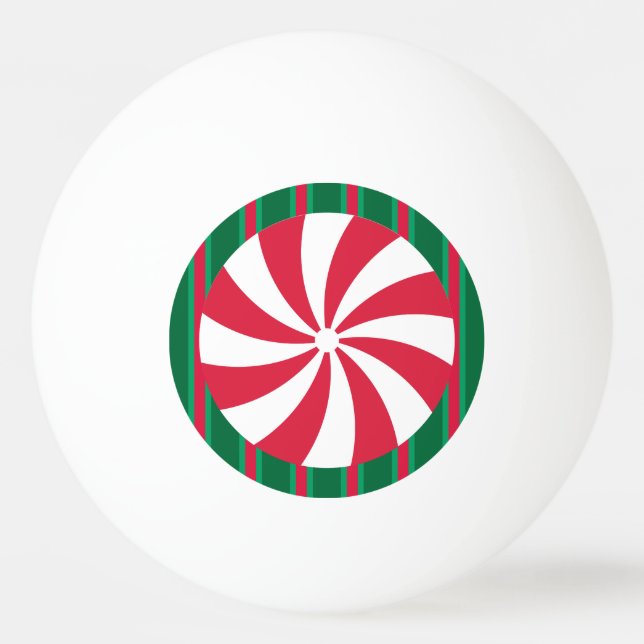 Fun and Fancy Christmas Peppermint Candy Ping Pong Ball (Front)