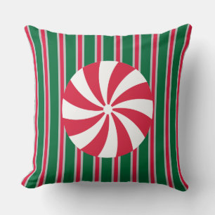 Fun and Fancy Christmas Peppermint Candy Throw Pillow
