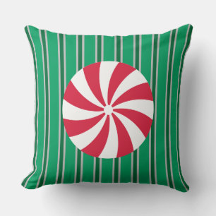 Fun and Fancy Christmas Peppermint Candy Throw Pillow