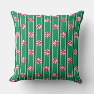 Fun and Fancy Christmas Peppermint Candy Throw Pillow