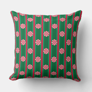 Fun and Fancy Christmas Peppermint Candy Throw Pillow
