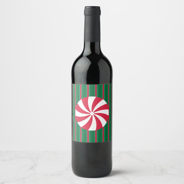 Fun and Fancy Christmas Peppermint Candy Wine Label (Front)