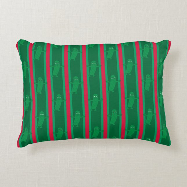 Fun and Fancy Christmas Pickle Accent Pillow (Front)