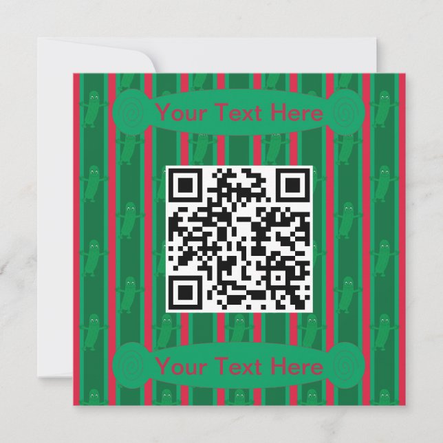 Fun and Fancy Christmas Pickle QR Code Invitation (Front)
