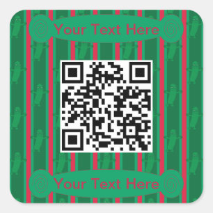 Fun and Fancy Christmas Pickle QR Code Square Sticker