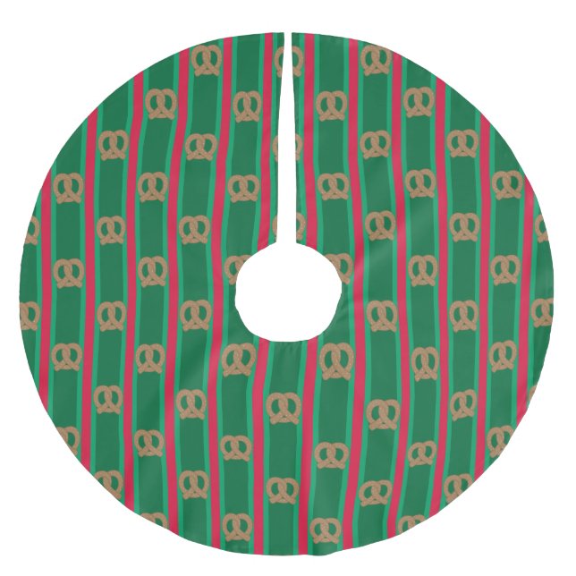 Fun and Fancy Christmas Pretzel Brushed Polyester Tree Skirt (Front)