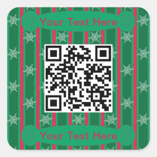 Fun and Fancy Christmas Snowflake QR Code Square Sticker