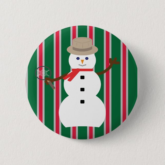 Fun and Fancy Christmas Snowman Detective 2 Inch Round Button (Front)