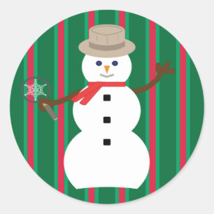 Fun and Fancy Christmas Snowman Detective Classic Round Sticker